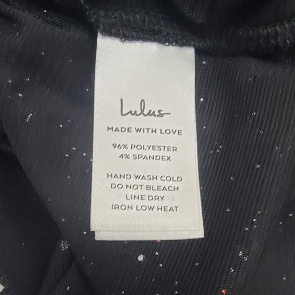 Lulu's Black Sheer Bodysuit with Glitter Accents, Long sleeves, High neck,  Sz M - Picture 9 of 9